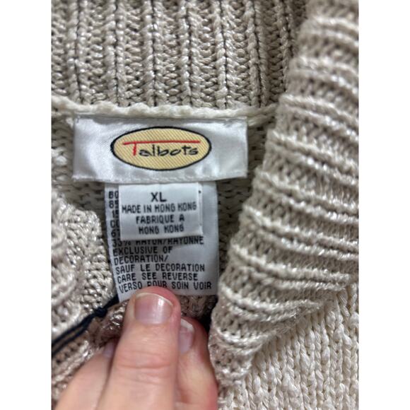 Vintage Talbots Embellished Christmas Tree Sweater Women’s XL Cream Turtleneck - Picture 6 of 11